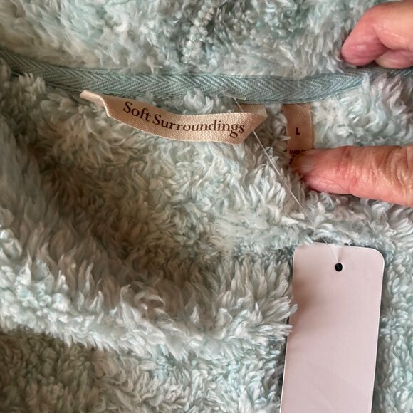 *NWT* Soft Surroundings Soft Blue Cozy Up Cardi Size L - Cozycore, Cabincore - Picture 9 of 10